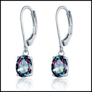 Leverback Dangle Earrings Hypoallergenic Gemstone Drop Elegant Minimal Chic